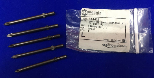 1 PAQUETE QUE CONTIENE 5 - BROCAS RECTAS PHILLIPS H4-1X60 DE MOUNTZ / ETORQUE 