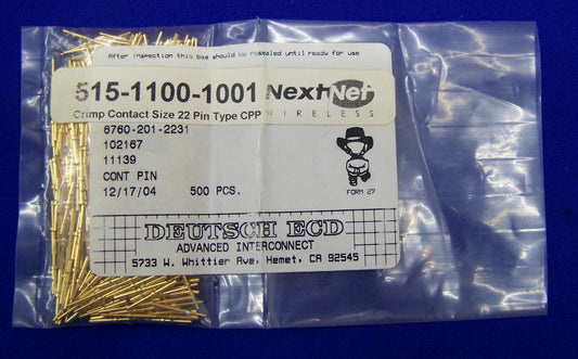 DEUTSCH ECD 6760-201-2231 Contatto a crimpare placcato oro 22AWG PIN 1 CONFEZIONE DA 500