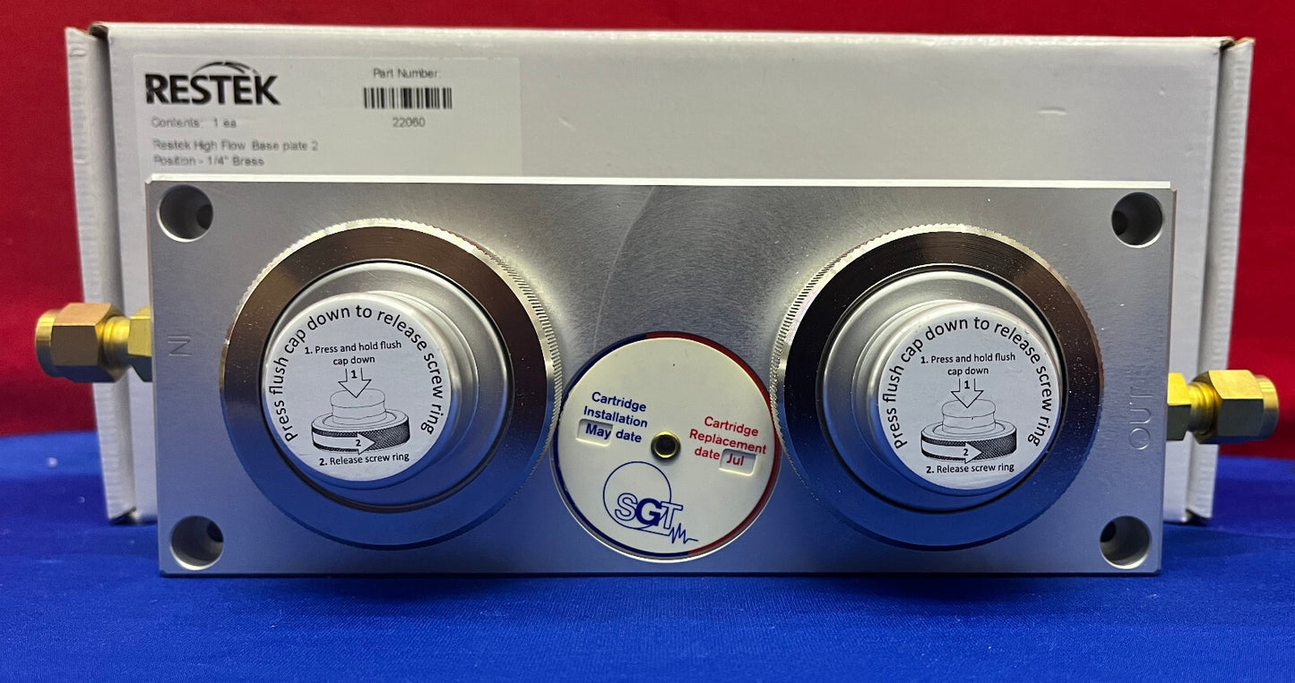 RESTEK CAT# 22060 2-POSITION BASEPLATE (1/4" FITTING)