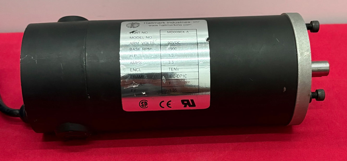 HALLMARK INDUSTRIES MD0090X-A PERMANENT MAGNET DC MOTOR 1/3 HP - PARTS/REPAIR