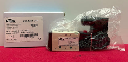 NITRA AVS-5211-24D PNEUMATIC SINGLE SOLENOID VALVE 1/8 NPT 24VDC 5-PORT