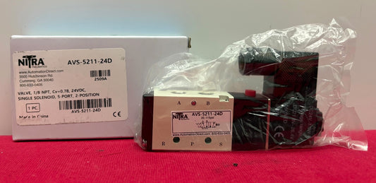 NITRA AVS-5211-24D PNEUMATIC SINGLE SOLENOID VALVE 1/8 NPT 24VDC 5-PORT