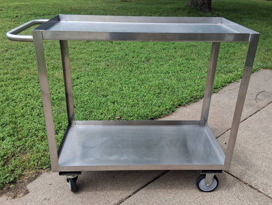 Jamco Stainless Steel Cart 18" x 36"  2 Shelf With Lips Casters Utility Cart