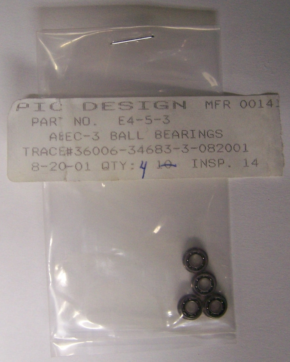 CUSCINETTI A SFERE FLANGIATI ABEC-3 E4-5-3 PIC DESIGN IN VENDITA COME '1 LOTTO QTY DA 4'
