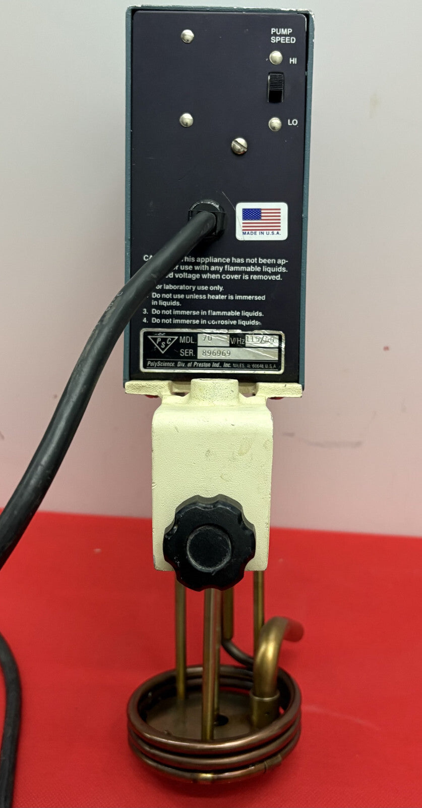 POLYSCIENCE 70 ANALOG IMMERSION CIRCULATOR HEATER FOR WATER BATH V/HZ 115/60