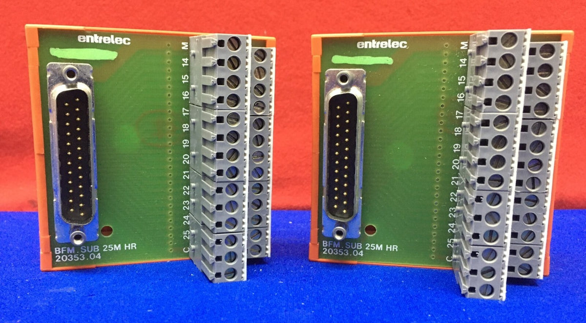 LOT DE 2 MODULES DE CONNECTEURS DE BORNES ABB ENTRELEC 002035304 BFM SUB25M HR 20353-04 
