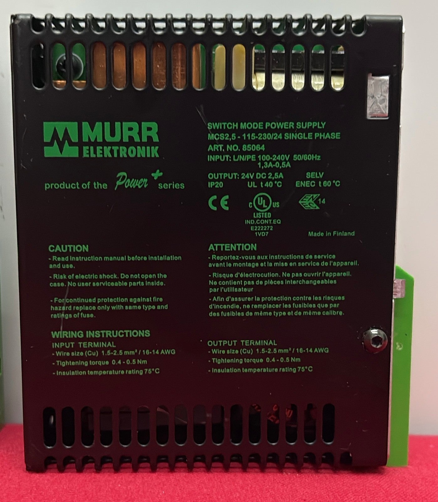 MURR SWITCH MODE POWER SUPPLY 85064 MCS2.5-115-230/24 - 1 LOT QTY 2