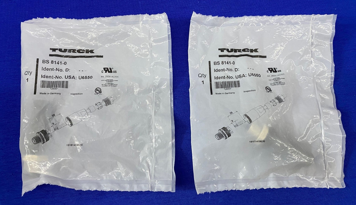 TURCK BS 8141-0 センサーコネクタプラグ M12 4接点 ネジピン - 1ロット数量2