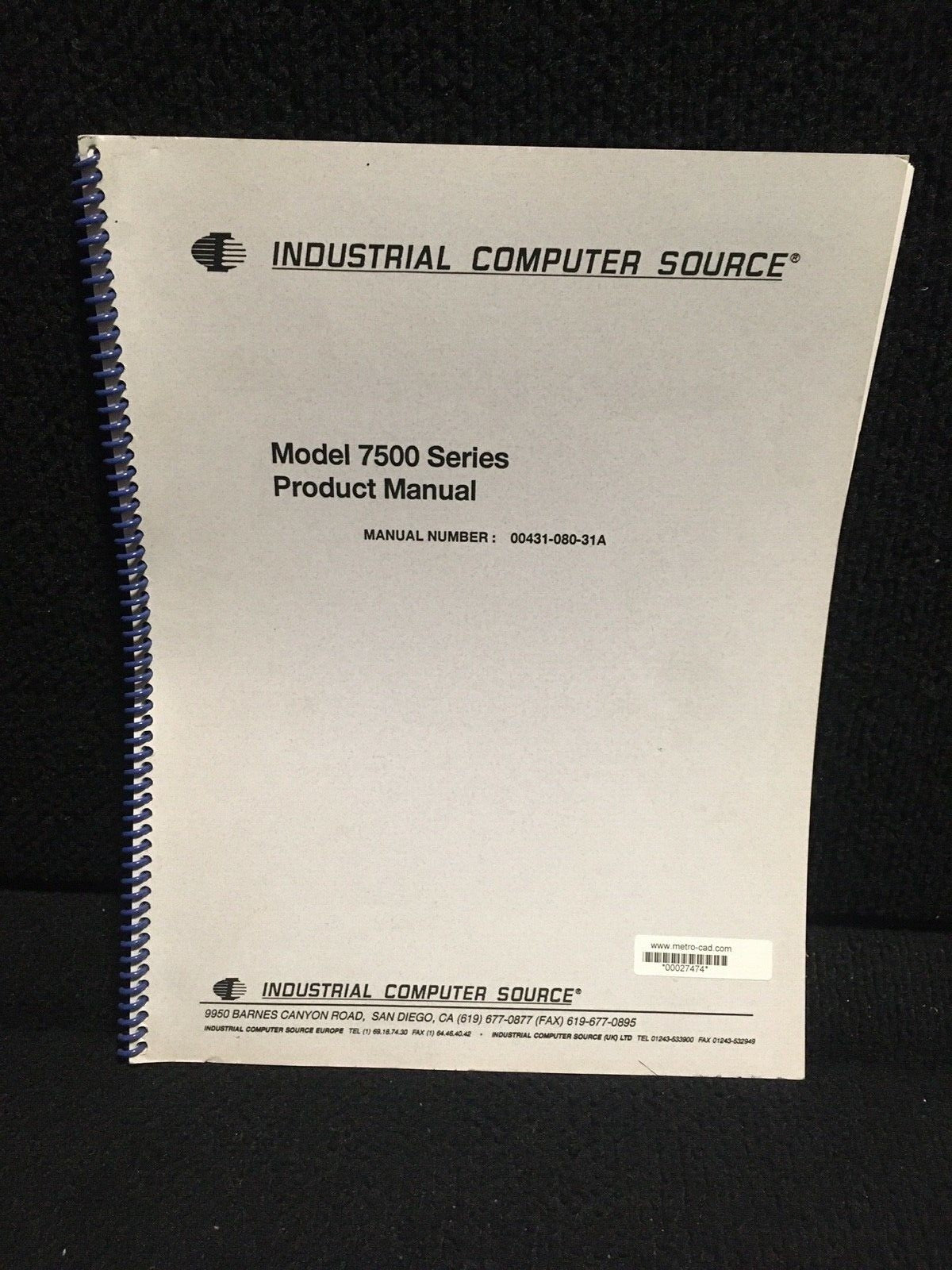 MANUAL DEL PRODUCTO DE LA COMPUTADORA INDUSTRIAL SERIE 7500 00431-080-31A