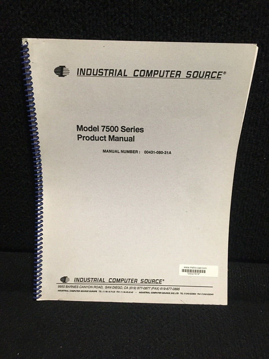 MANUAL DEL PRODUCTO DE LA COMPUTADORA INDUSTRIAL SERIE 7500 00431-080-31A