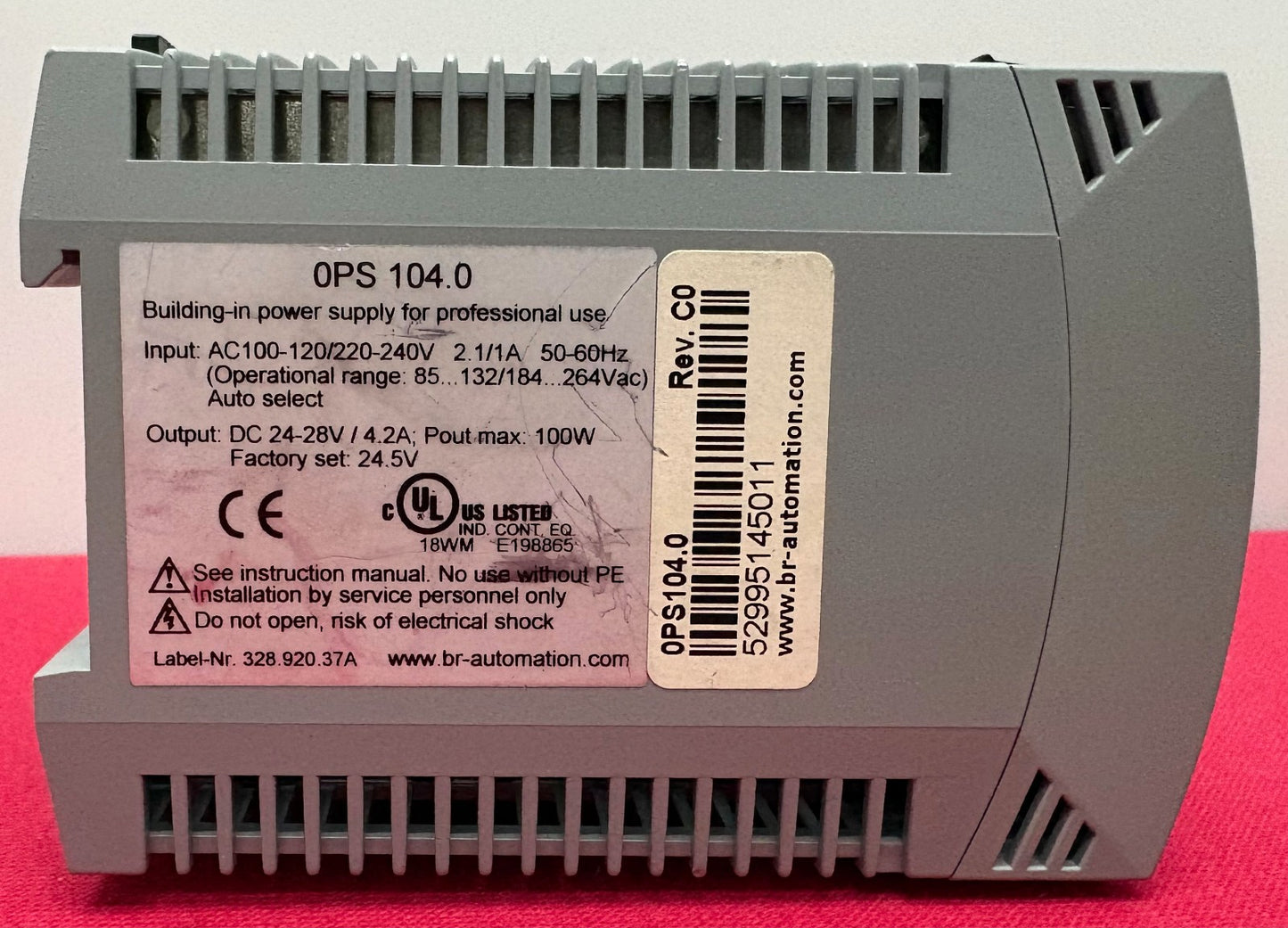 B&R OPS104.0 REV C0 POWER SUPPLY PS104 24VDC 1 PH 4.2A INPUT 100-120/220-240VAC