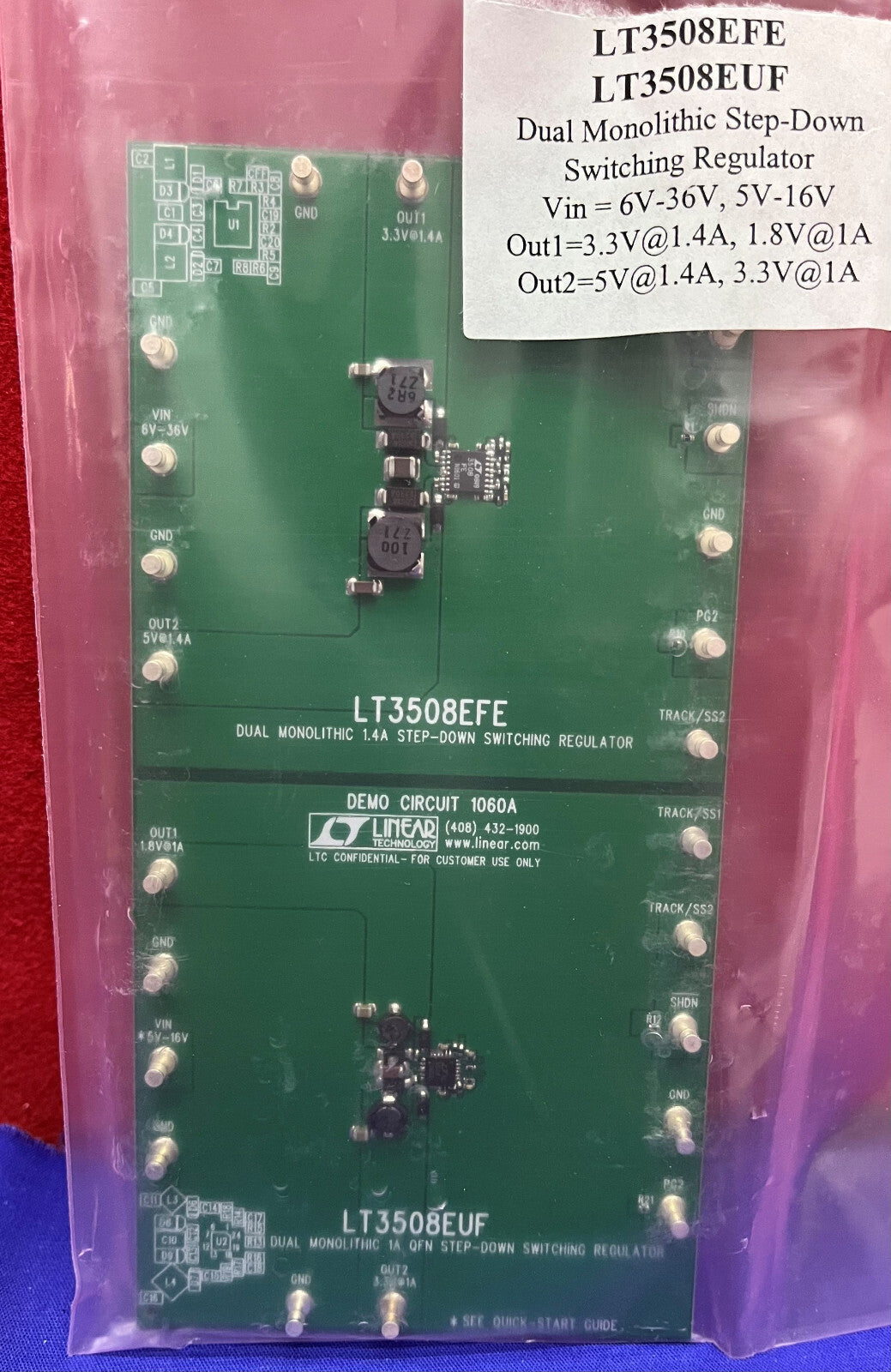 Circuito dimostrativo della scheda Linear Technology DC1060A LT3508EFE/LT3508EUF