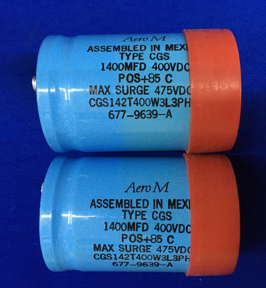 QTY 2 - AERO M 1400MFD 400VDC CGS142T400W3L3PH / 677-9639-A CONDENSATORE