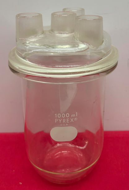 PYREX ® 1000mL RESIN REACTION KETTLE BOROSILICATE GLASS VESSEL w/ 4-NECK COVER