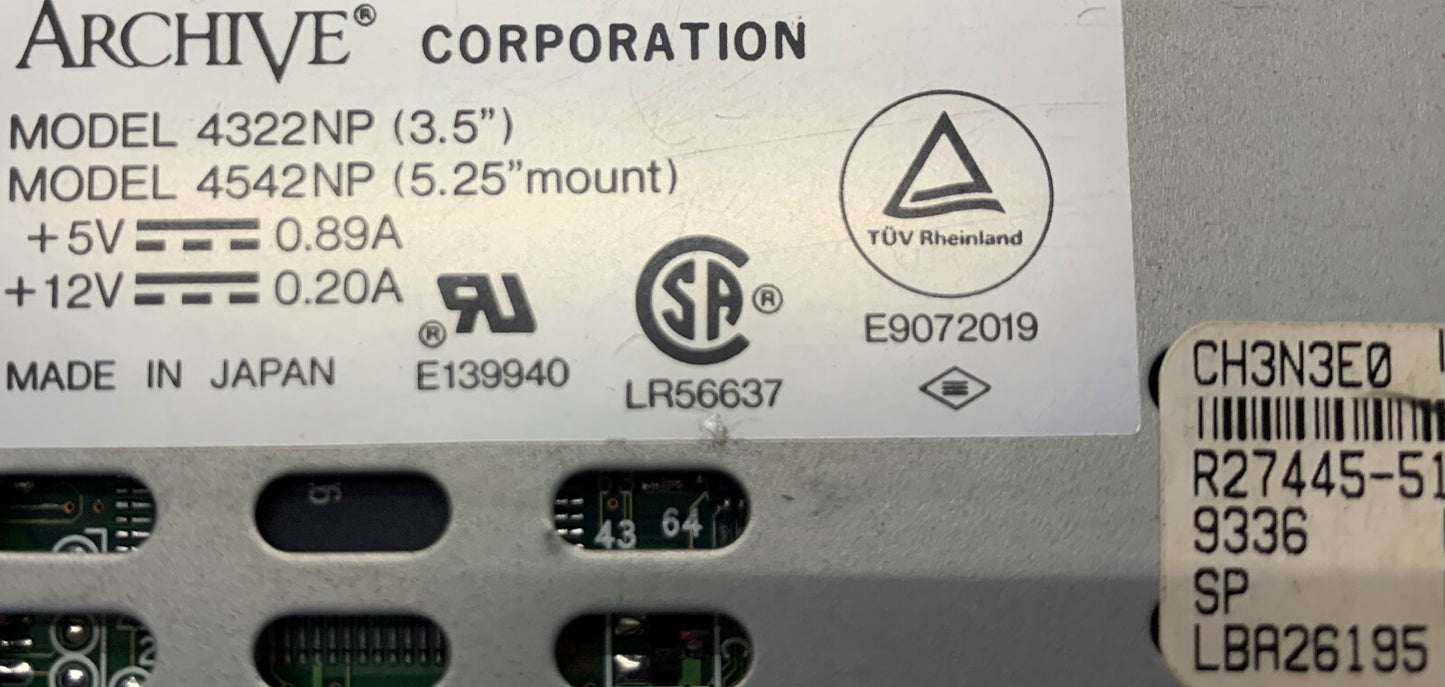 1 lote de 7 unidades - Unidad de cinta de respaldo de cinta Archive 4322NP 4542NP / 4322NP4542NP de 3,5"