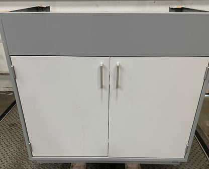 FISHER HAMILTON SINK AND BASE COMBO GRAY BASE WITH WHITE DOORS 36" X 35" X 22"