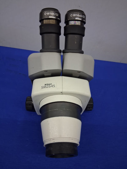 NIKON SMZ645 8-50X BINOCULAR STEREO ZOOM MICROSCOPE HEAD WITH 10X EYEPIECES
