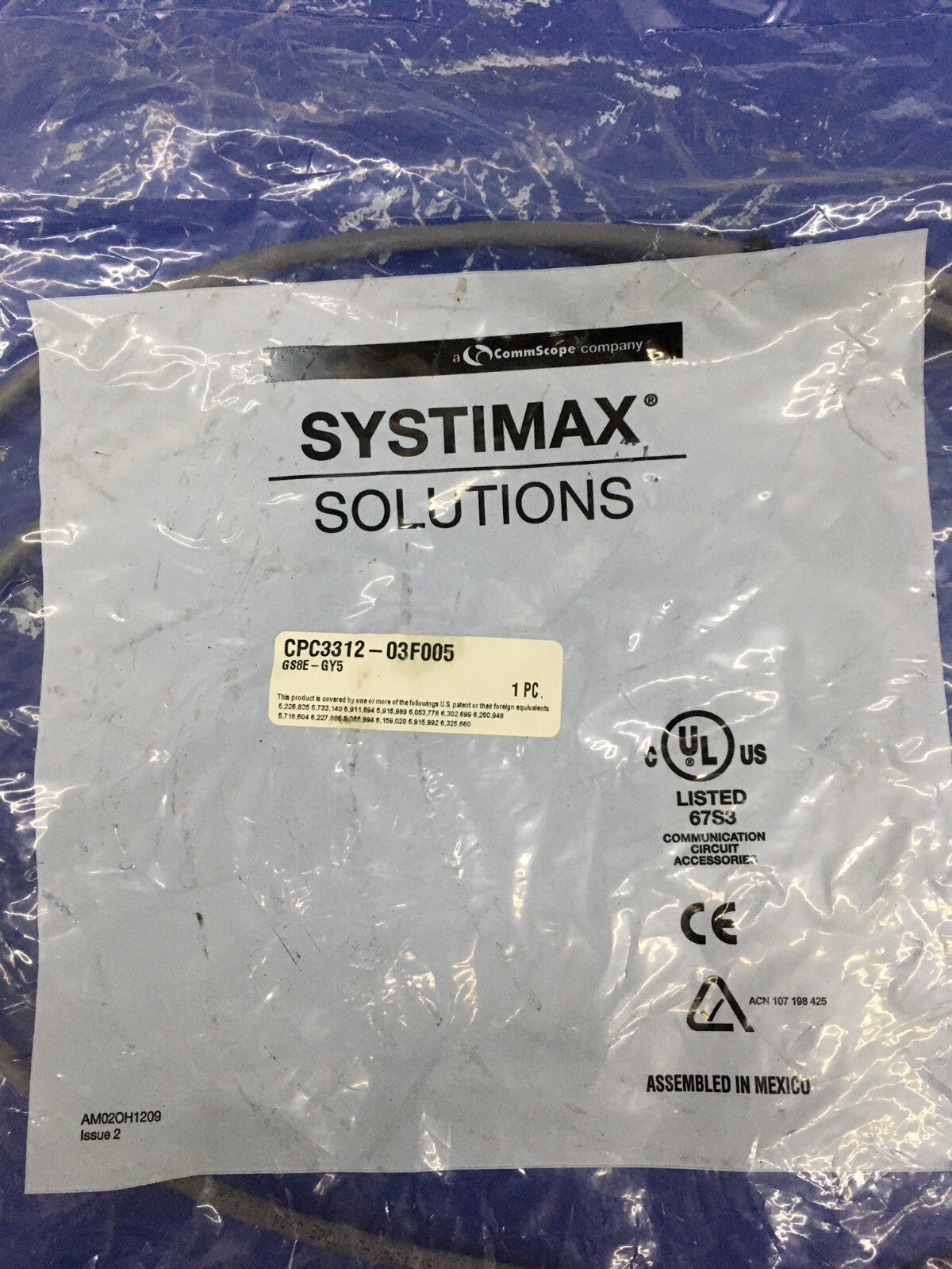 1 LOT DE 2 - CORDON DE RACCORDEMENT SYSTIMAX ® SOLUTIONS CPC3312-03F005 / GS8E-GY5