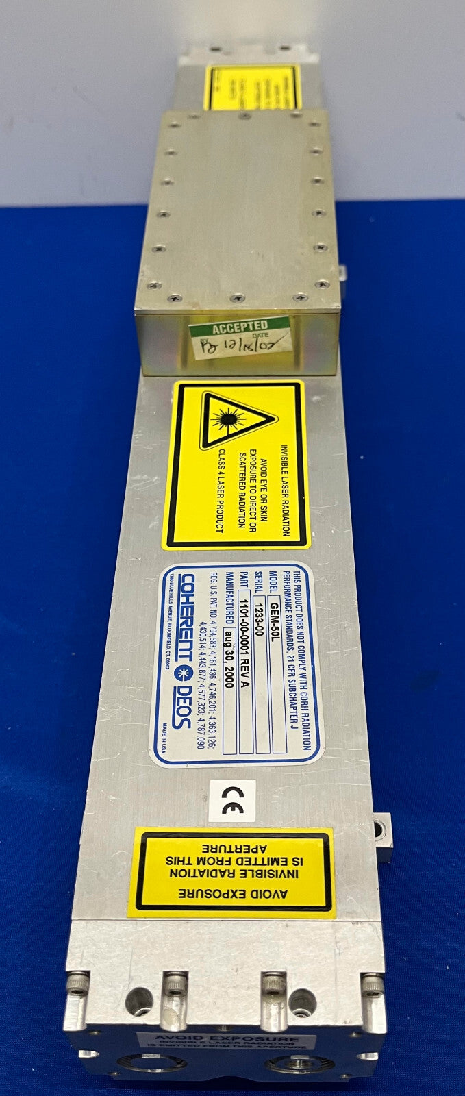 COHERENT GEM 50 DEOS / GEM-50L レーザーヘッド 1101-00-0001 REV A - 部品/修理