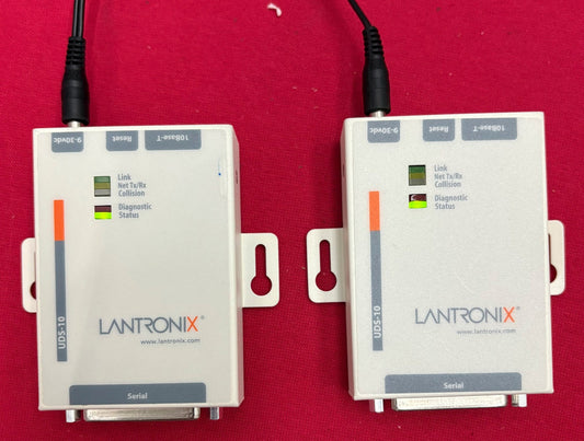 LANTRONIX® UDS-10 SERIAL TO ETHERNET INTERFACE 080-212-000 w/ POWER SUPPLY QTY 2