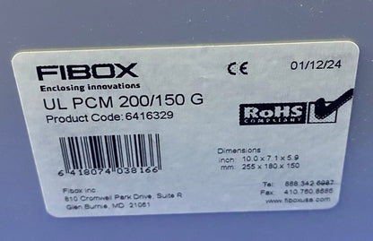 FIBOX UL PCM 200/150 G 6416329 ENCLOSURE O/D 10" X 7.1" X 5.9" POLYCARBONATE