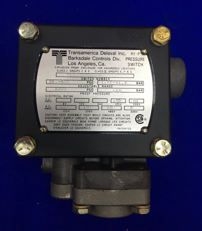 INTERRUPTOR DE PRESIÓN P1X-K600SS-V DE CONTROLES BARKSDALE DE TRANSAMERICA DELAVAL