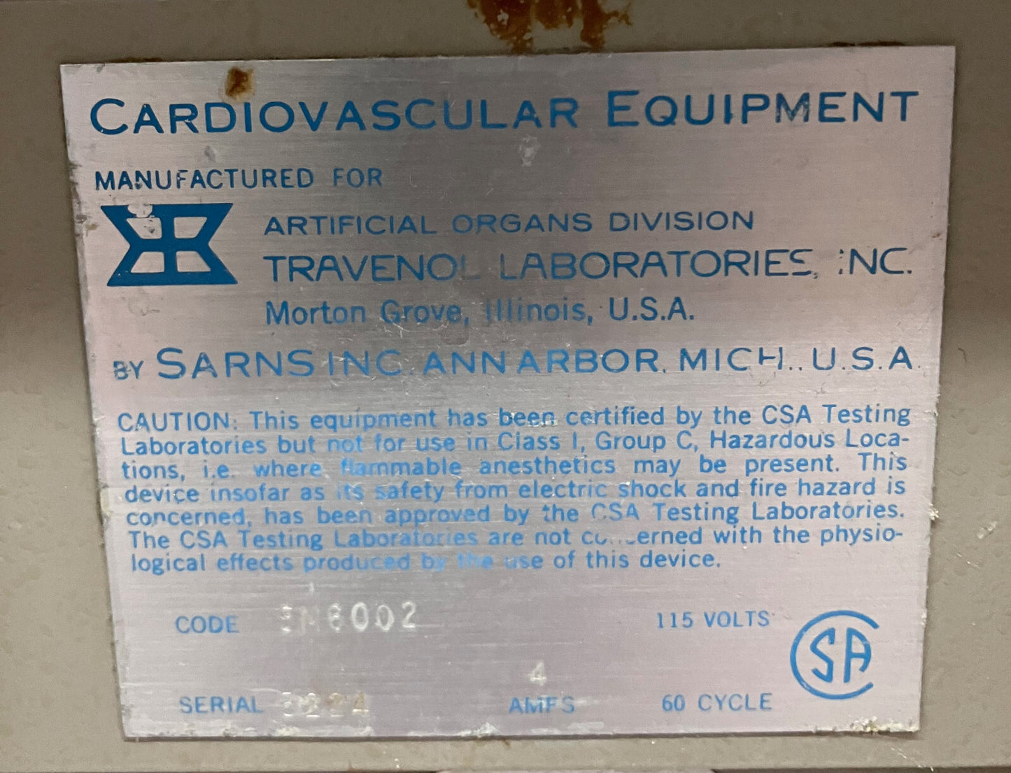 SARNS INC TRAGBARE HERZPUMPE 5M6002 