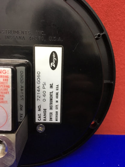 DWYER INSTRUMENTS 7214A-G060 範囲 0-60 PSI スパイラヘリック テスト ゲージ / ゲージ