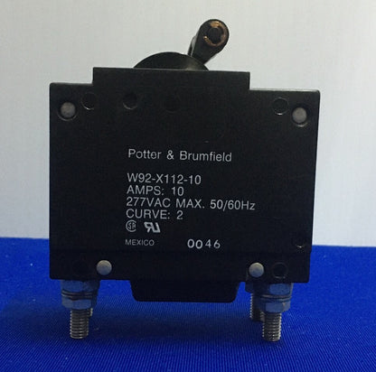 POTTER & BRUMFIELD W92-X112-10 CIRCUIT BREAKER 10 AMPS 277VAC MAX. 50/60HZ