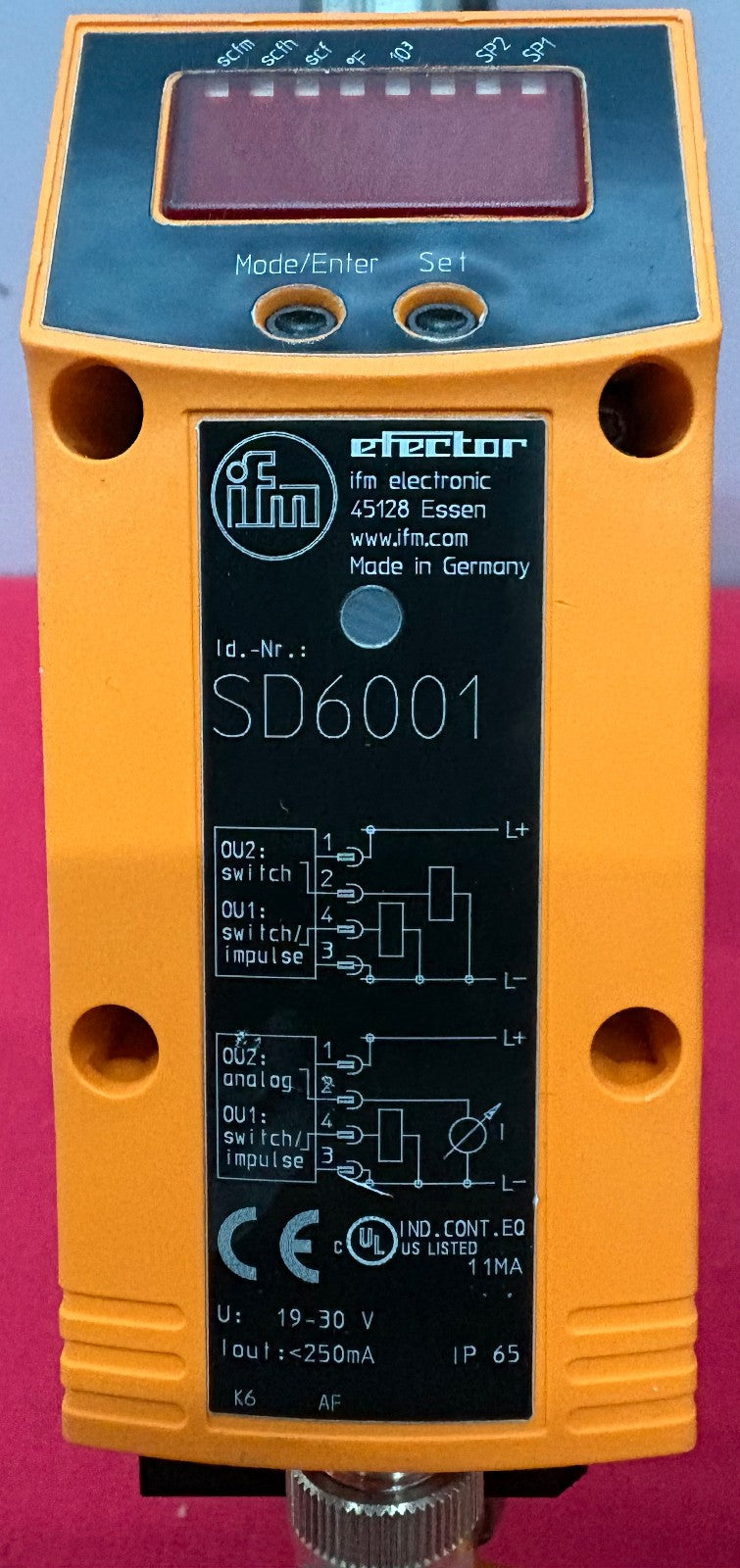 EFECTOR SD6001 COMPRESSED AIR METER FLOW SWITCH ANALOGUE OUTLET QTY 2 -FOR PARTS