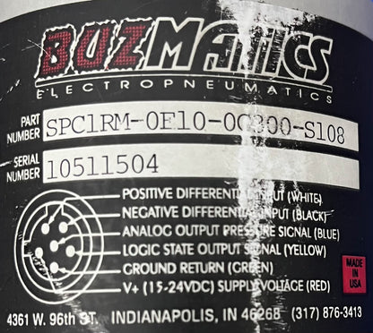 BUZMATICS SPC1RM-0E10-0G300-S108 DRUCKWANDLER 0-10 VDC 300 PSI