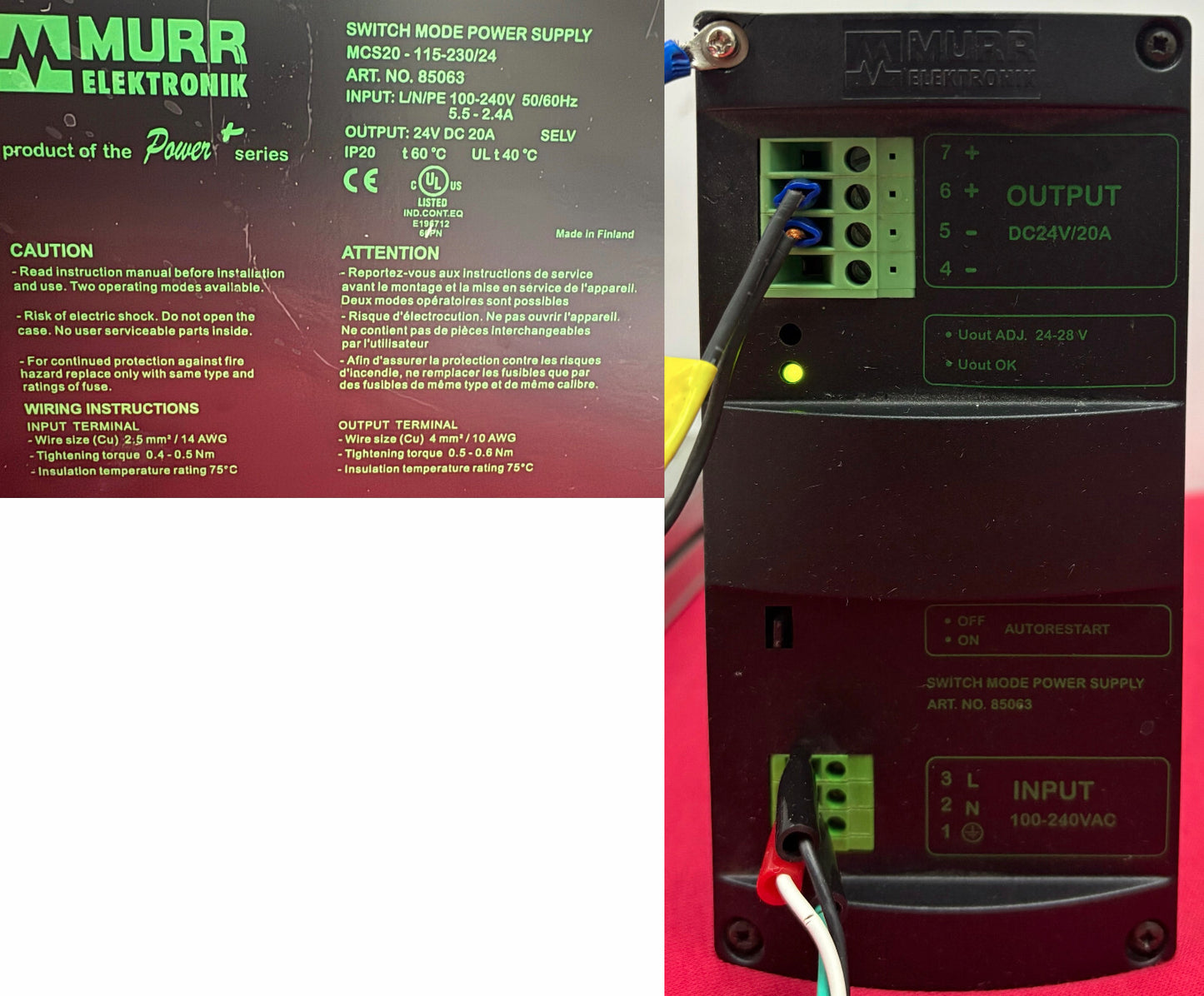 FESTO LINEAR ACTUATOR & FESTO MOTOR & MURR SWITCH MODE POWER SUPPLY PARTS/REPAIR