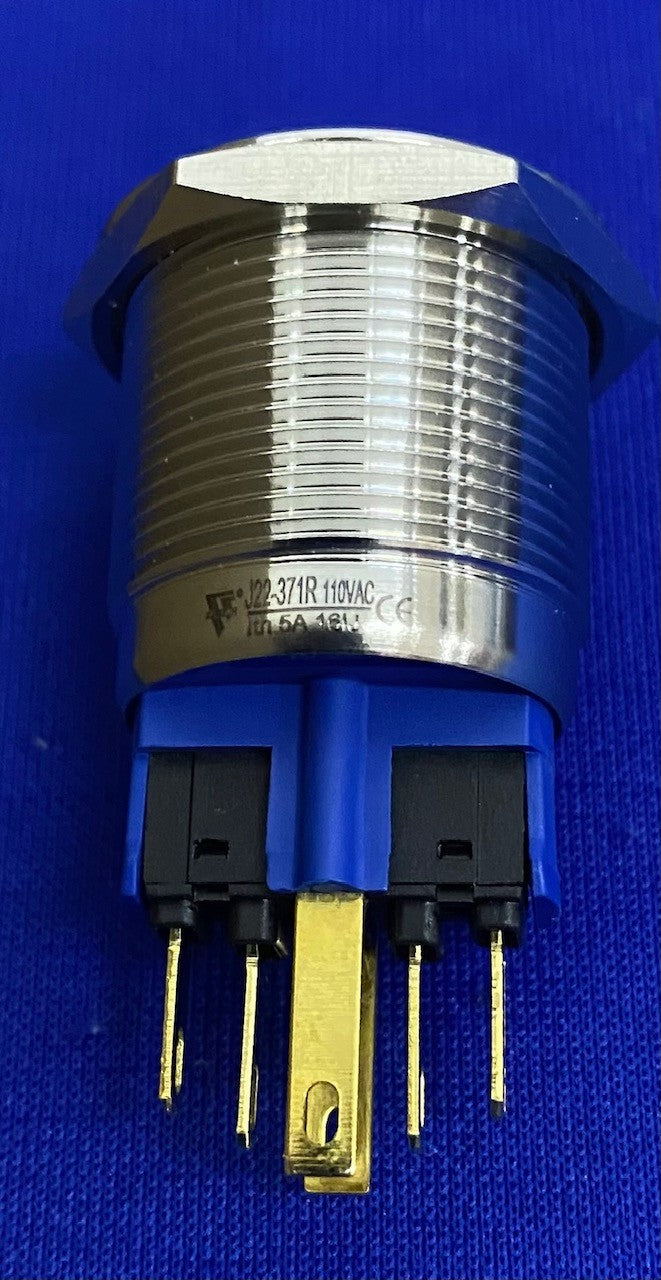 J22-371R METAL PUSH BUTTON SWITCH RED RING LED - MFG UNKNOWN - 1 LOT QTY 7