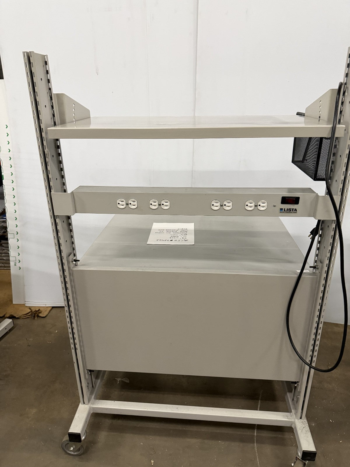 LISTA 38" W X 41" D X 60 1/2" TALL WORKBENCH / TABLE ON WHEELS / SHELVES