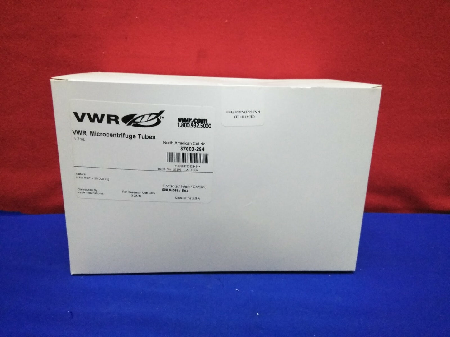 TUBES DE MICROCENTRIFUGEUSE VWR 1,7 mL.