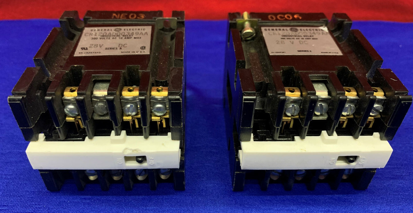 1 lote de 2 relés industriales GE General Electric CR120AD00349AA 28 V CC Serie A