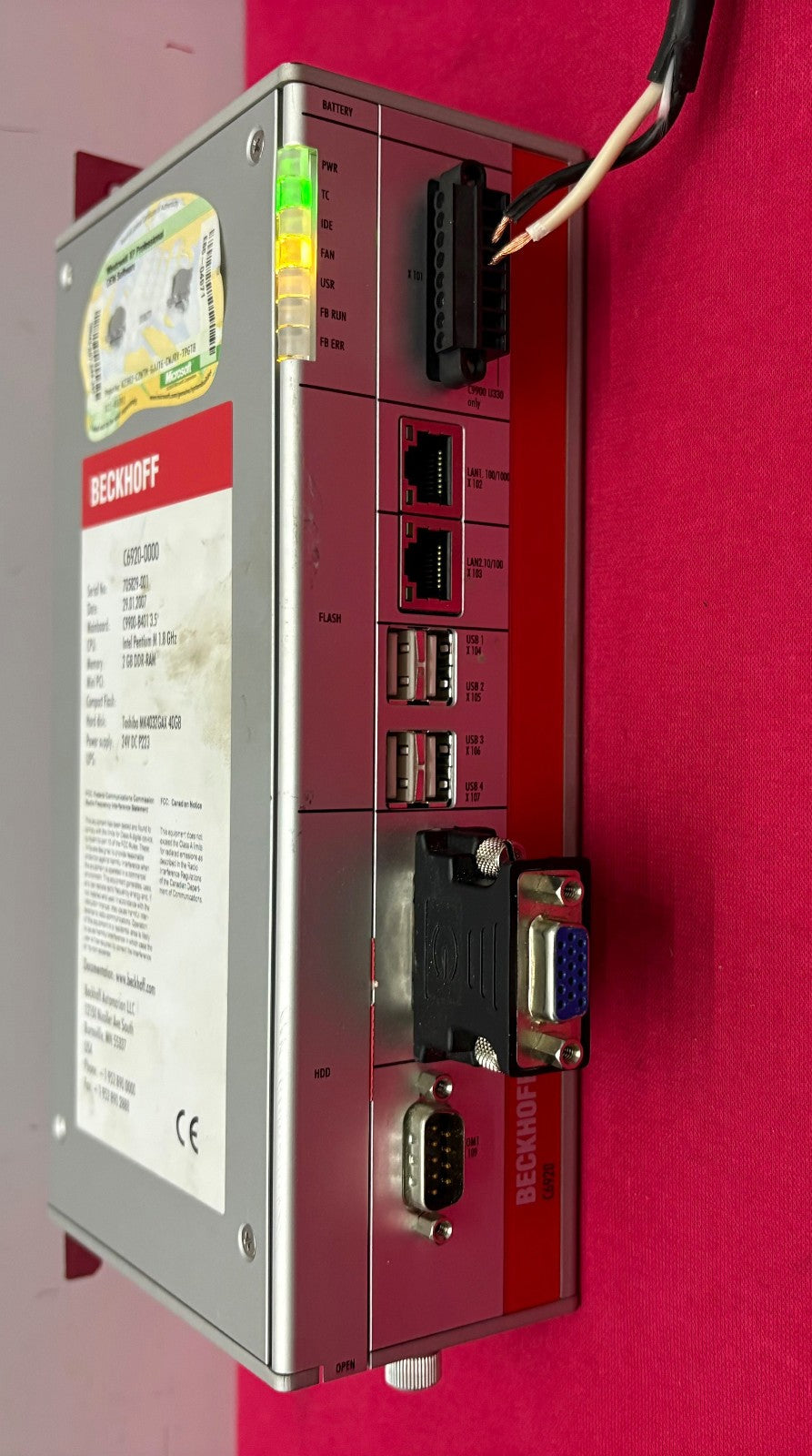 BECKHOFF C6920-0000 INDUSTRIAL PC CONTROL 24VDC 705829-001 - FOR PARTS/REPAIR