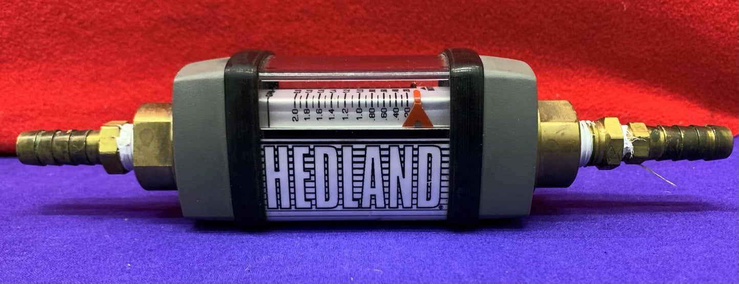 Débitmètre d'eau Hedland H205B-020 / 0,2-2,0 GPM / 1,0-0,5 LPM / 1/4 po en laiton 