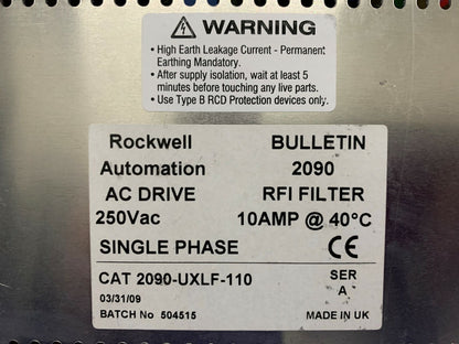 Menge von 2 Rockwell Automatic AC Drive 2090-UXLF-110 / Ser A RFI-Filter 10AMP@40C 
