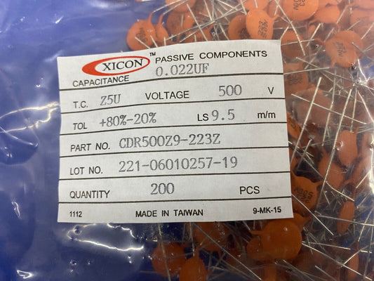 XICON CDR500Z9-223Z KAPAZITÄT 0,022 UF TC Z5U 500 V – 1 PKG Menge 200