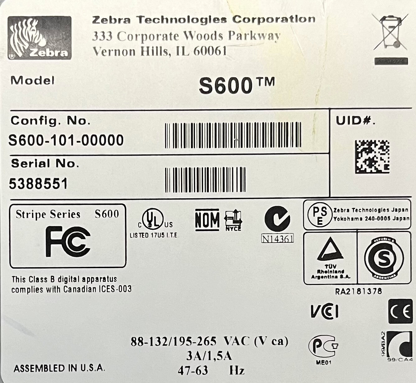 ZEBRA STRIPE ® S600 ™ PRINTER S600-101-00000 - 1 PARTIJ HOEVEELHEID 2 - ONDERDELEN/REPARATIE