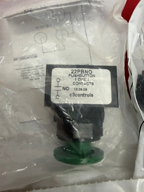 Open box C3 Controls 22PBNO-XMGN Pushbutton 1 open contacts