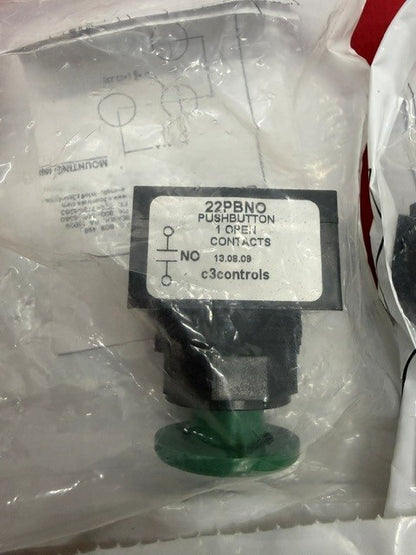 Open box C3 Controls 22PBNO-XMGN Pushbutton 1 open contacts