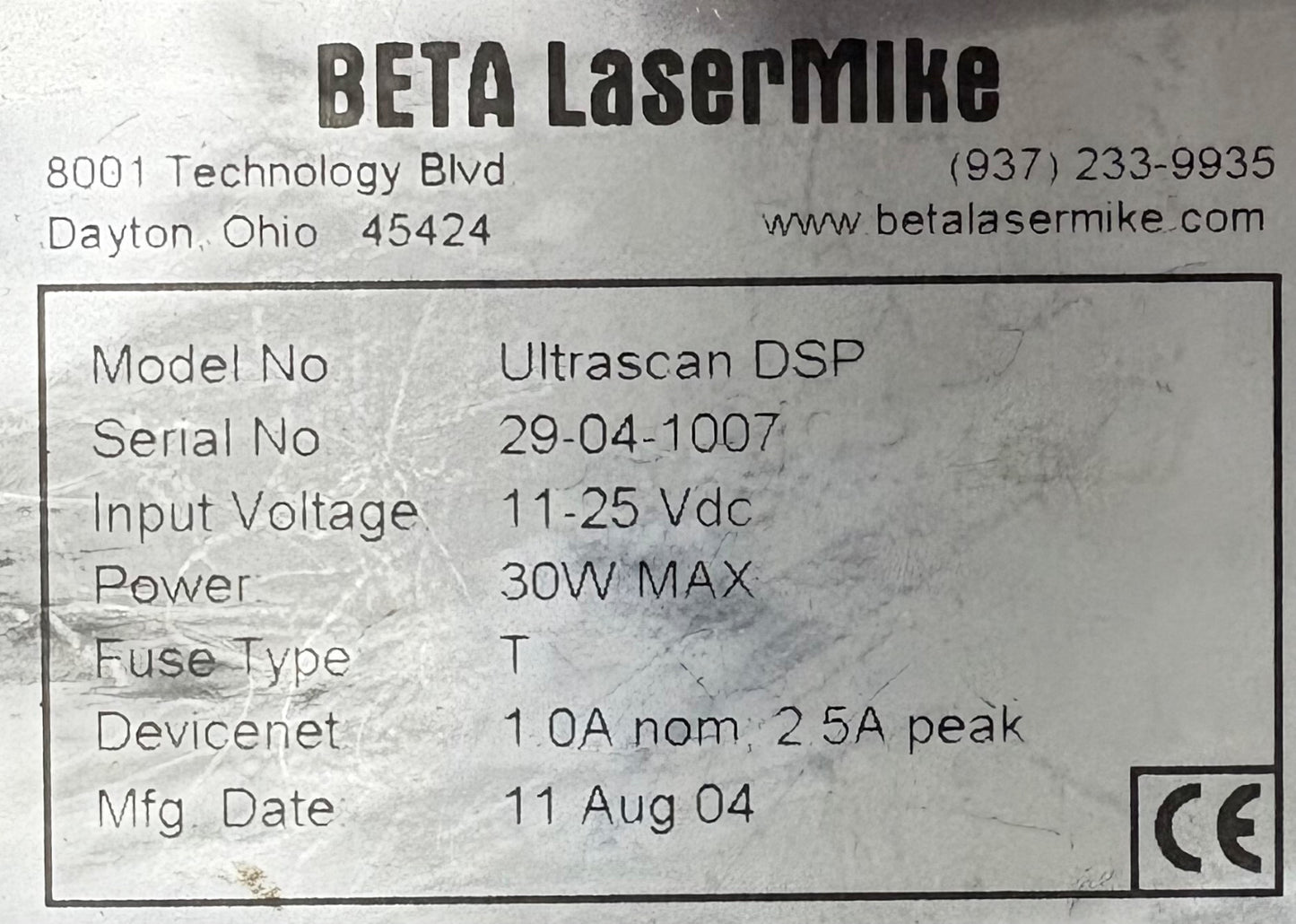 BETA LASERMIKE ULTRASCAN DSP FOR ULTRASCAN GAUGE - FOR PARTS/REPAIR