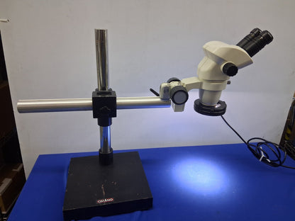 Scienscope SSZ-2 Stereo Zoom Microscope 6.7-45X Boom Stand and LED Ring Light