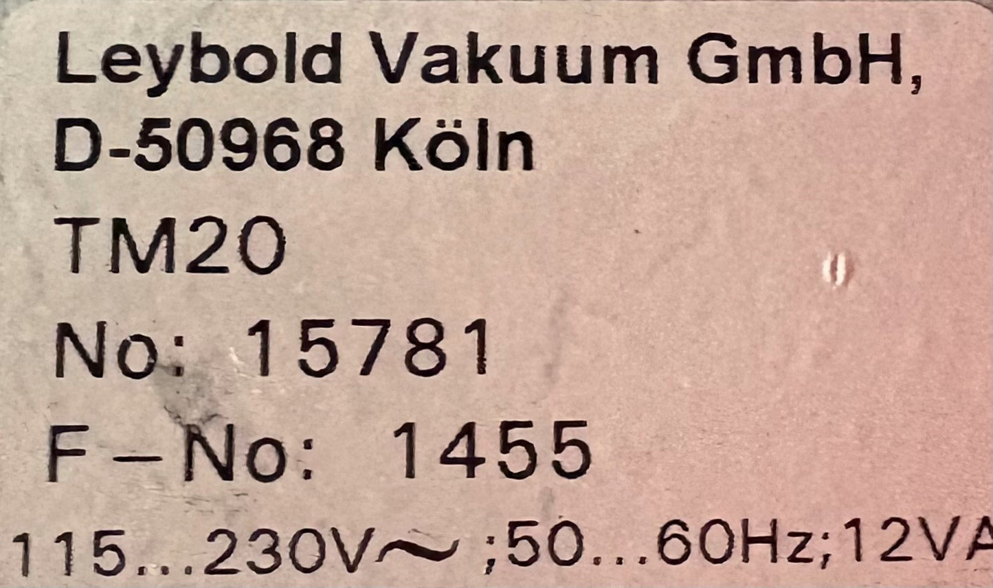 LEYBOLD THERMOVAC TM20 (15781) CONTROLLER VACUUM PUMP GAUGE QTY 2 - PARTS/REPAIR