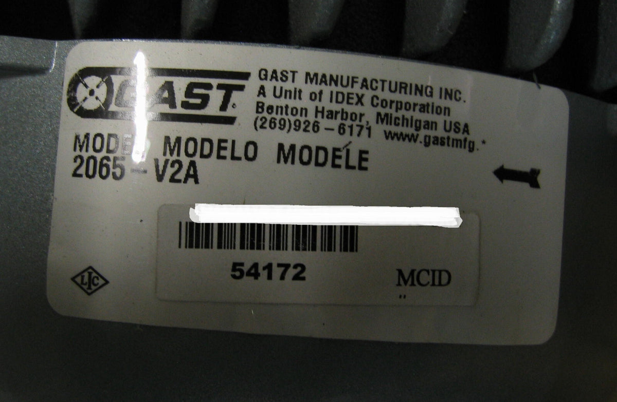 GAST 65 SERIES ROTARY VANE VACUUM PUMP/COMPRESSOR 2065-V2A - FOR PARTS/REPAIR