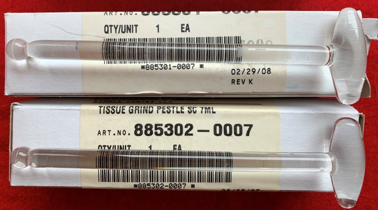 1 LOT - MISC Kontes Glass 7ml Tissue Grinder Stamper &amp; Vijzel Schenktuit