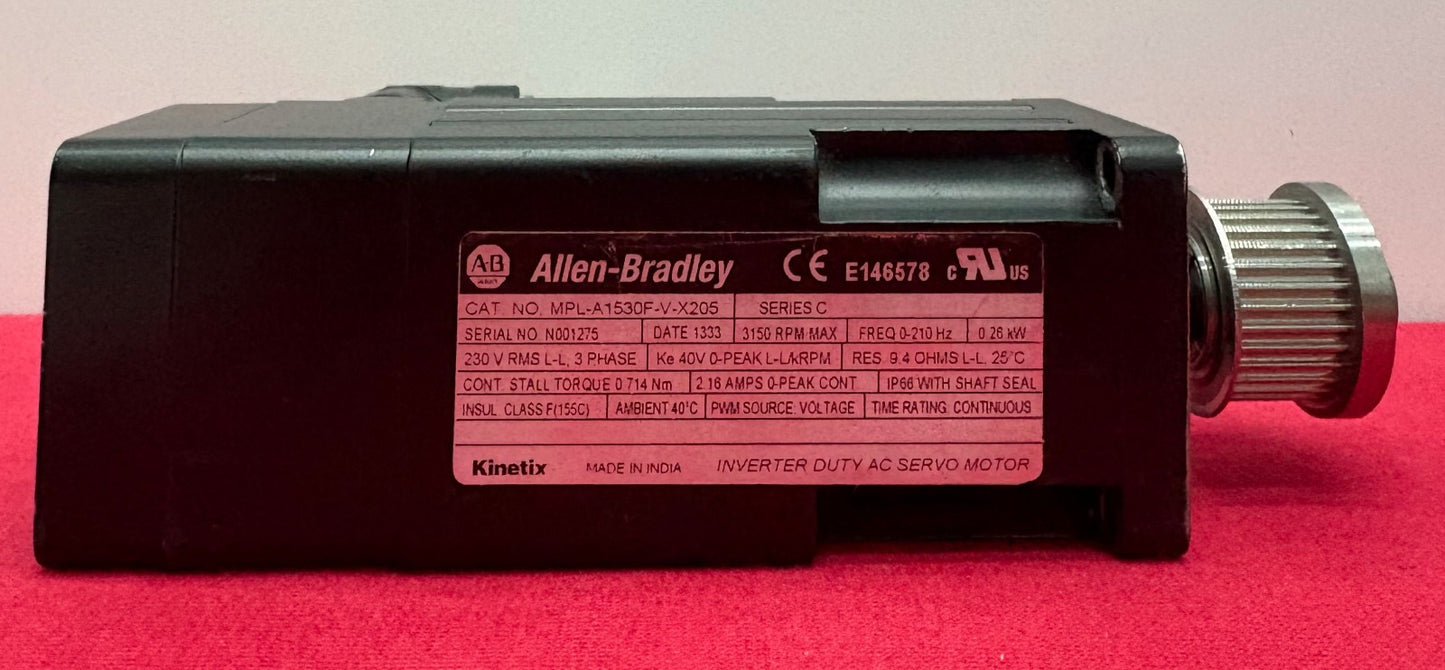 Allen Bradley AB INVERTED DUTY AC SERVO MOTOR  MPL-A1530F-V-X205 SER C FOR PARTS