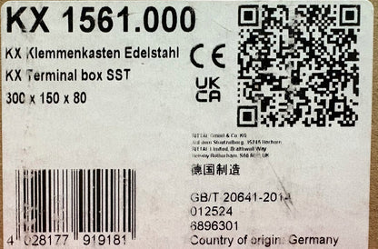 RITTAL STAINLESS STEEL TERMINAL BOX KX 1561.000 ENCLOSURE WITH COVER
